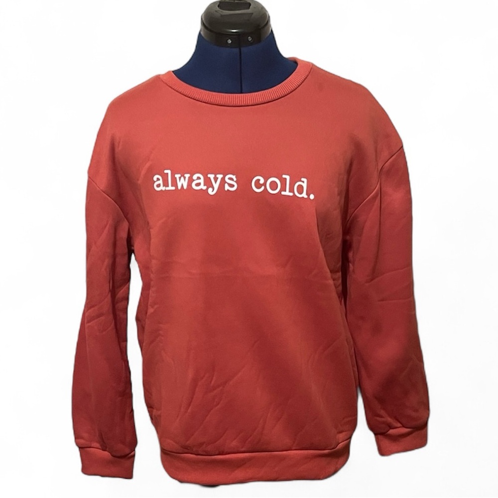 SHEIN Red Crewneck “always cold” Sweatshirt | Size L 8/10